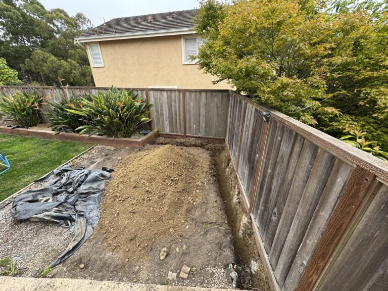 Completed trench in Pacifica backyard